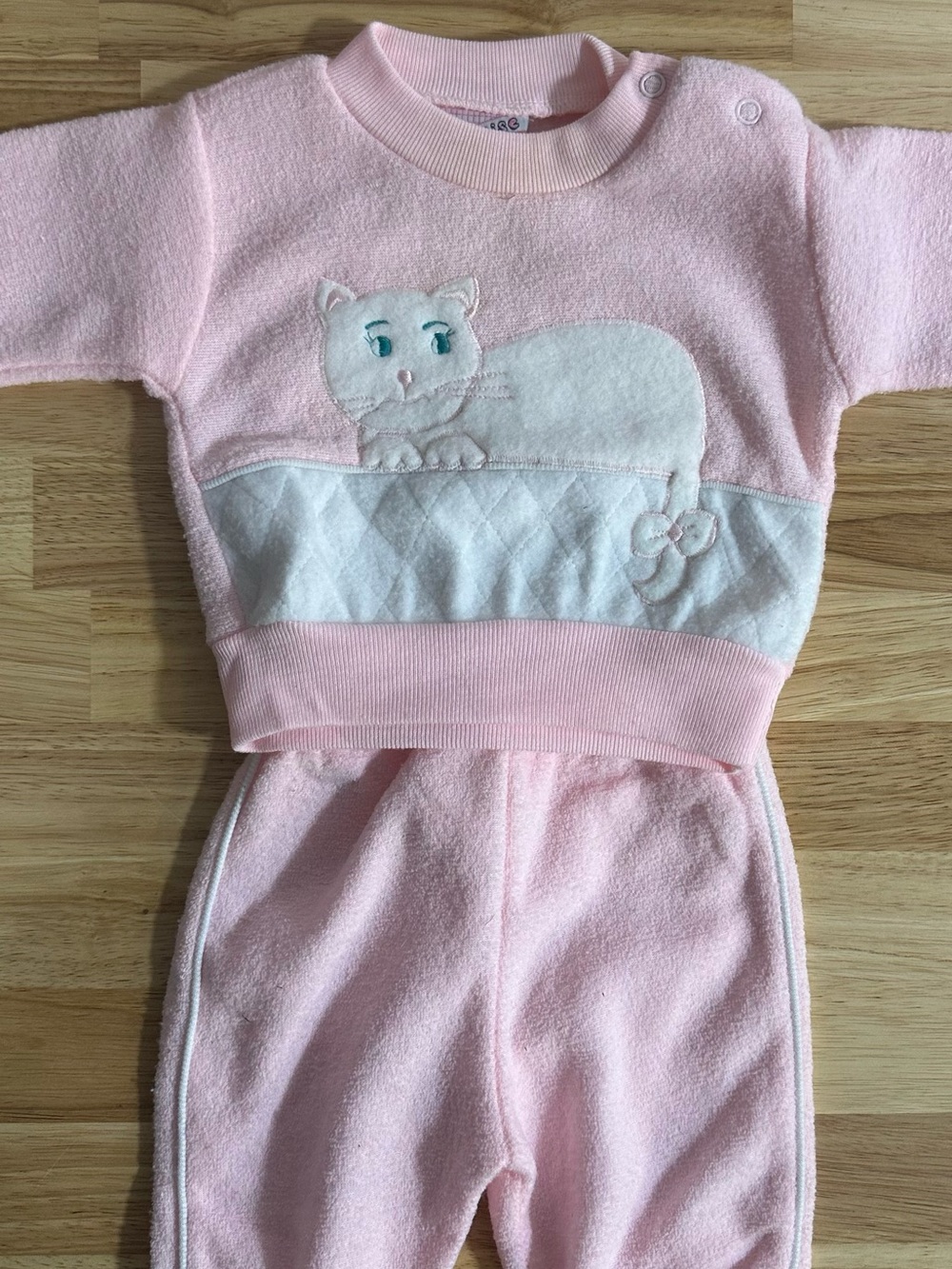 Vintage Pink Baby Girls' Cat Sweatsuit Set
